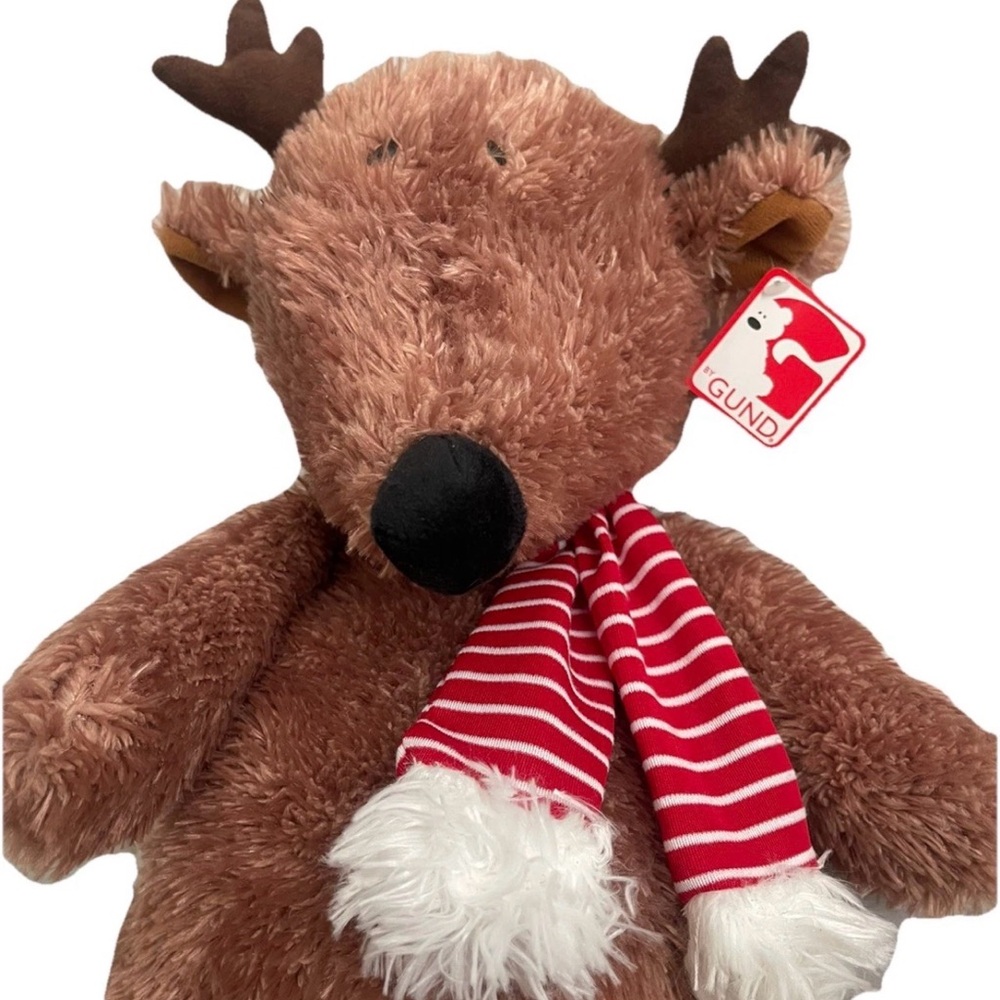 Gund Brown Christmas Reindeer With Scarf 20” Soft Plush Stuffed Animal
